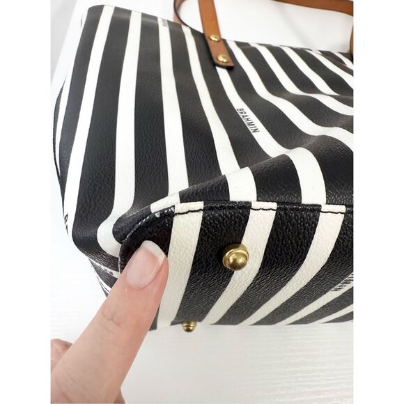 Brahmin All Day Signature Striped Tote Bag Black & White - Picture 9 of 11